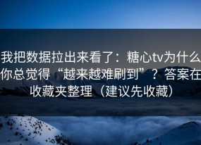 我把数据拉出来看了：糖心tv为什么你总觉得“越来越难刷到”？答案在收藏夹整理（建议先收藏）